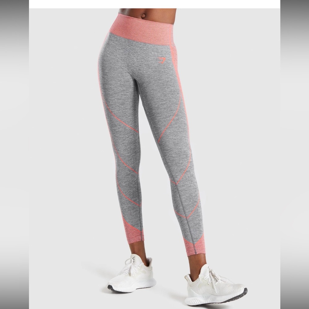 Gymshark Hyper Amplify Charcoal Marl/Coral Women's Leggings